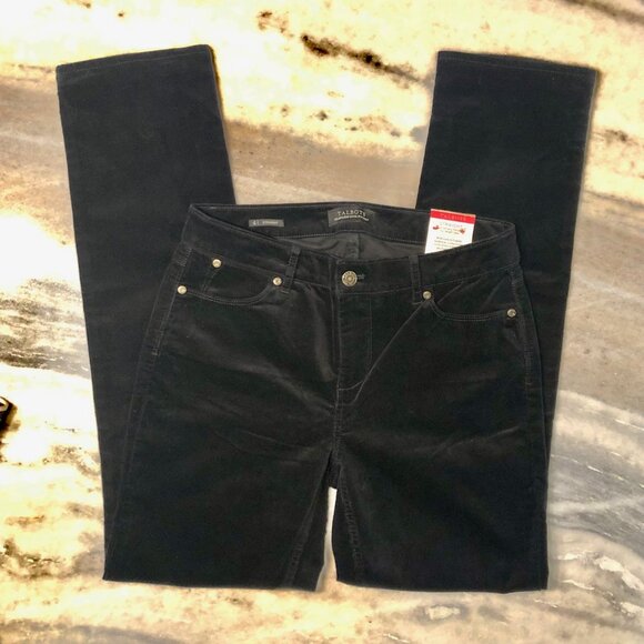 NWT Talbots The Flawless Five-Pocket Cord Straight-Leg Black Corduroy Pants 4 - Picture 2 of 13
